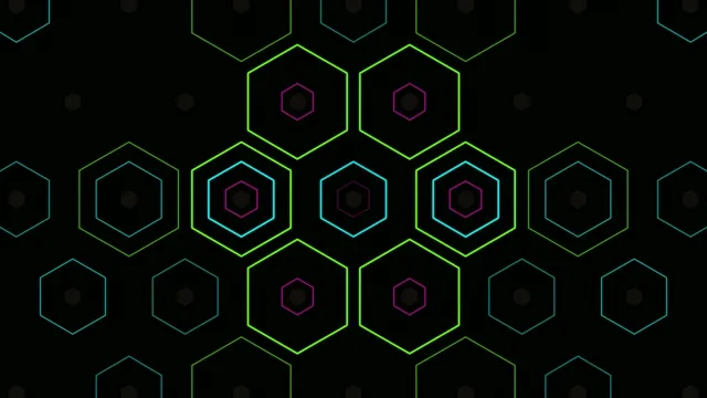 Neon hexagon geometric pattern 4K motion background for broadcast