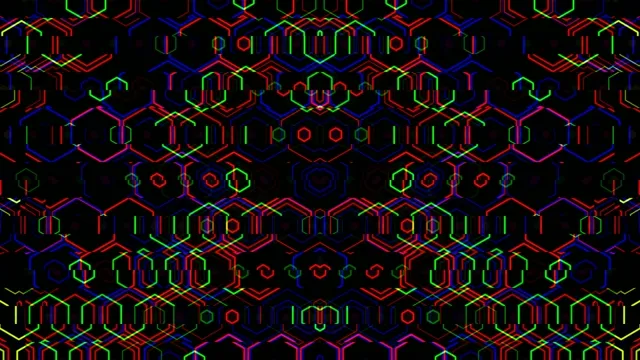 Neon hexagon grid 4K UHD motion background for broadcast and video editing