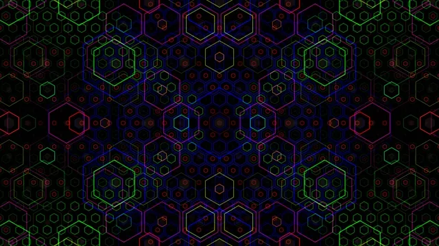Neon Hexagon Grid Abstract Background 4K