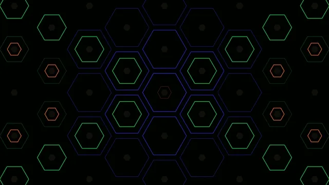 Neon Hexagon Grid Abstract Background Animation