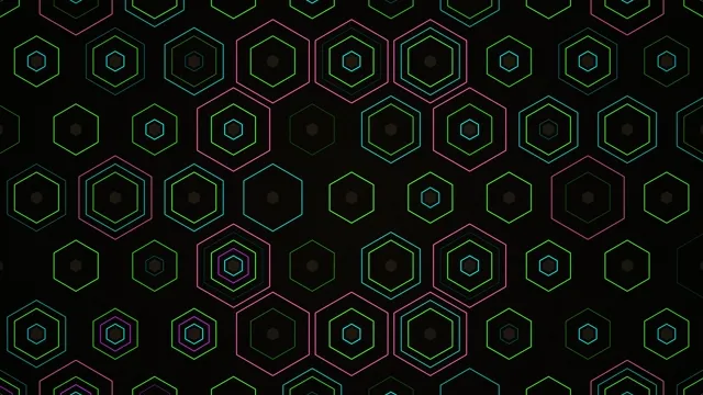 Neon Hexagon Grid Animation - 4K Tech Background