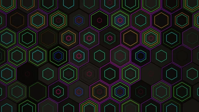 Neon Hexagon Grid Animation 4K Ultra HD