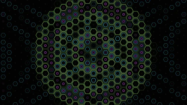 Neon Hexagon Grid Network Animation 4K