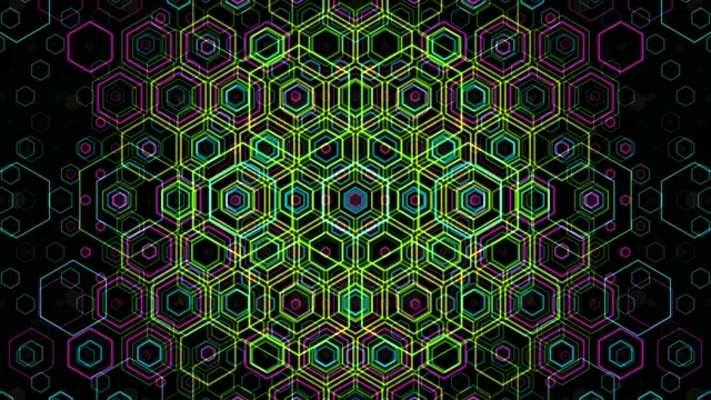 Neon Hexagon Grid Pattern - 4K Abstract Background