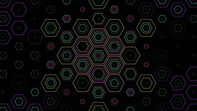 Neon Hexagon Grid Pattern Animation 4K