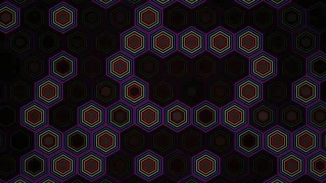 Neon Hexagon Grid Pattern Animation 4K