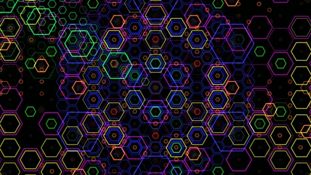 Neon hexagon mesh 4K UHD animated background loop
