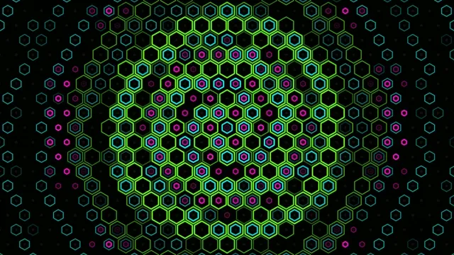 Neon hexagon motion background 4K UHD widescreen loop
