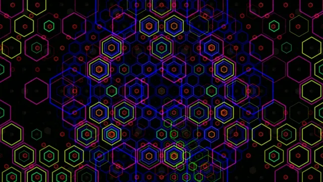Neon hexagon network 4K UHD motion background for broadcast