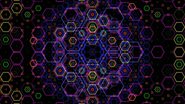 Neon hexagon network 4K UHD motion background loop