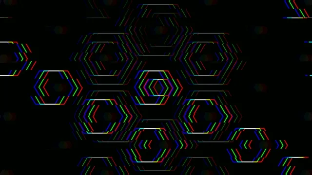 Neon hexagon pattern 4K animation with dynamic RGB color shift