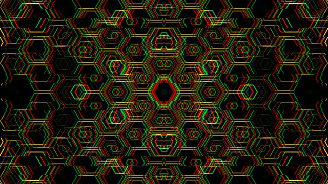 Neon hexagon pattern 4K motion background with vibrant RGB colors
