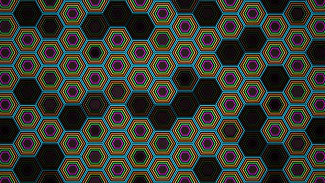 Neon hexagon pattern 4K UHD widescreen background for broadcast
