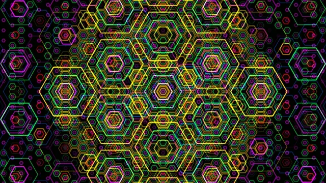 Neon hexagon pattern 4K UHD widescreen motion background loop