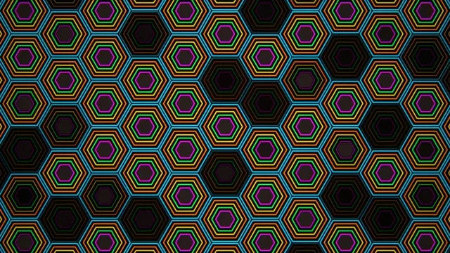 Neon hexagon pattern 4K UHD widescreen motion background loop