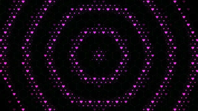 Neon pink hearts flowing motion 4K widescreen background loop