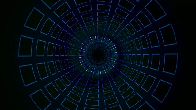 Neon Tunnel 4K - Blue Digital Perspective Loop