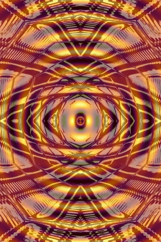 Pulsating Golden Neon Tunnel 9:16 Screensaver VJ Loop 60fps