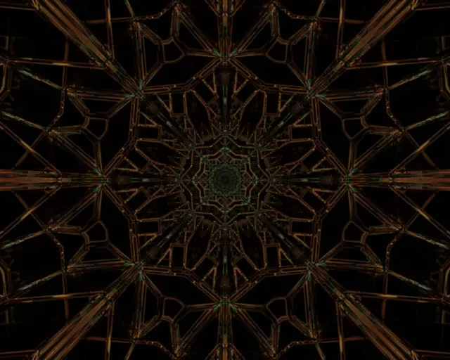 Twnnel Neon 5:4 Diwydiannol Copr Gwyrdd Ffractal 60fps Arbed Sgrin Vj Loop