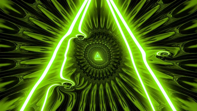 Neon Tunnel 60fps Green Triangle VJ Loop Motion Background