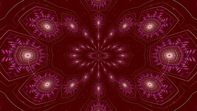 Tunnel Néon 60fps Kaléidoscope Magenta Radiant avec Géométrique Symétrique...