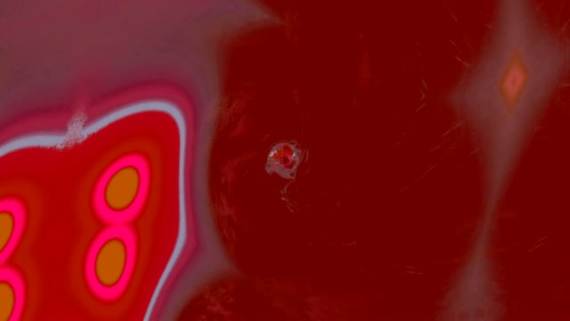 Forme geometriche neon rosso e rosa con luci circolari brillanti che creano un loop tunnel VJ 60fps in 4K