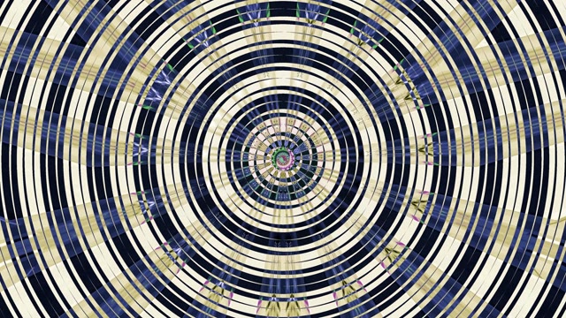 Neon tunnel 60fps with concentric blue and white geometric circles spiraling