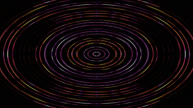 Neon tunnel 60fps with concentric elliptical rings in purple, orange and gold