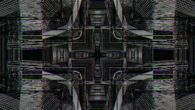 Tunel neon 60fps cu modele glitch simetrice și culori psihedelic...