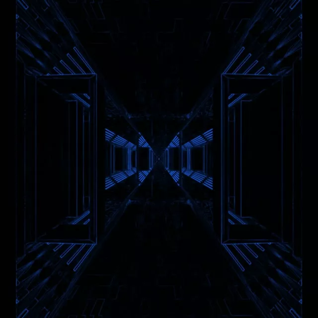 Neon Tunnel Blue Glowing Corridor VJ Loop 1:1 Square 60fps Screensaver
