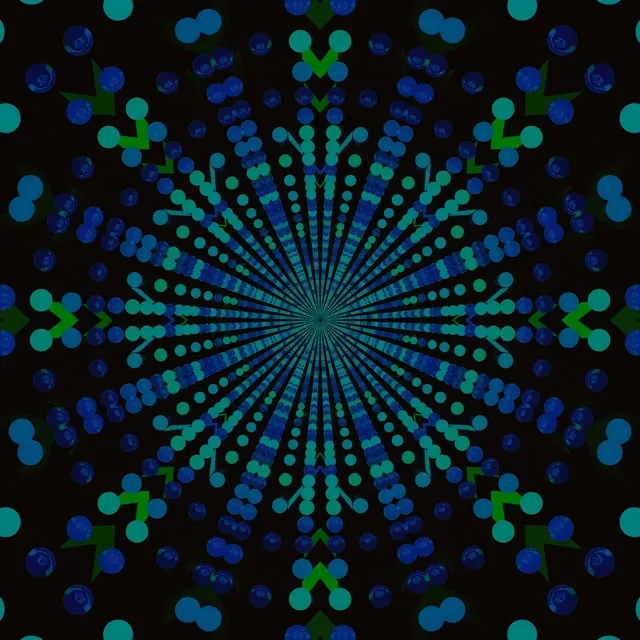 تونل نئون فیروزه ای نقطه ماندالا انفجار VJ Loop 1:1 Square 60fps محافظ صفحه