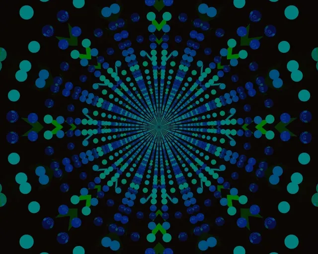 Neonový tunel tyrkysová bodová mandala výbuch VJ Loop 5:4 Industrial 60fps šetřič obrazovky