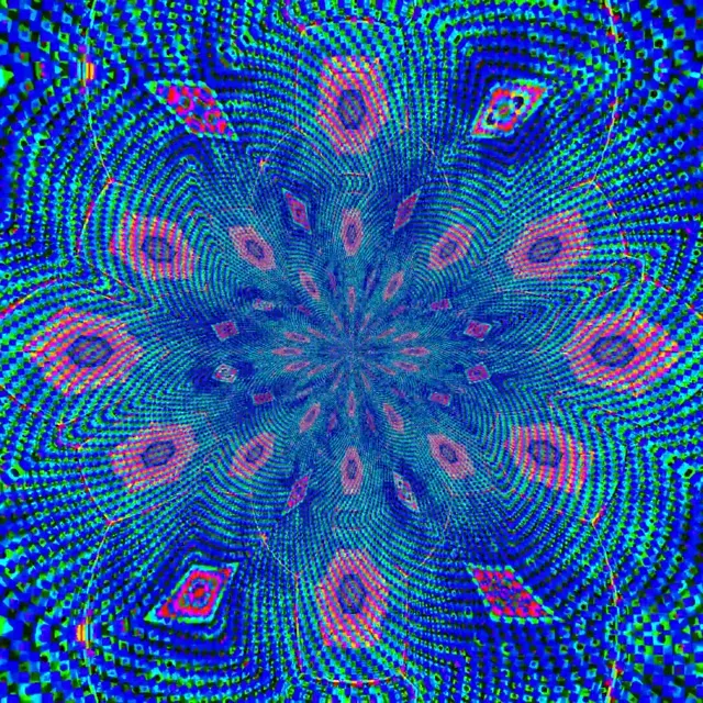 Neon Tunnel Blue Fractal Bloom Vj Loop 1:1 Square 60fps Screensaver