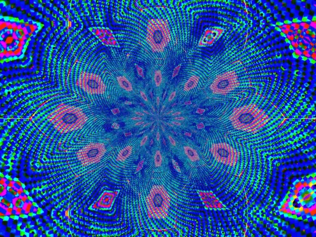Neon Tunnel Blue Fractal Bloom Vj Loop 4:3 Classic 60fps Screensaver