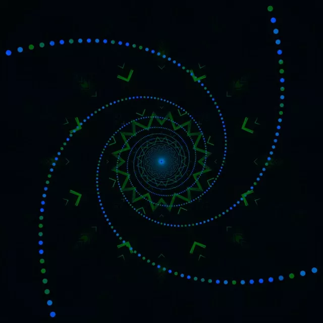 Neon Tunelis Mėlynas Žalias Spiralė Ekrano užsklanda 1:1 Kvadratas 60fps VJ Loop PC