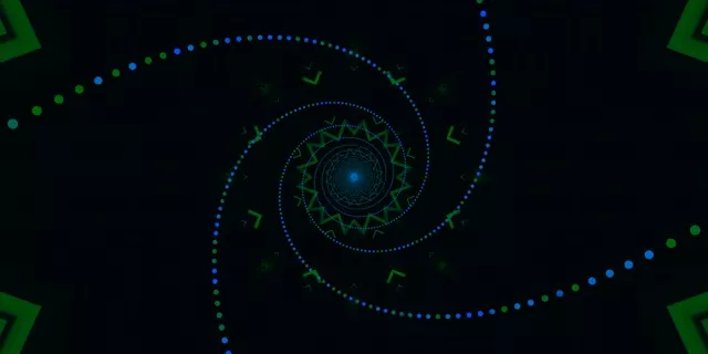 Terowongan Neon Spiral Biru Hijau Screensaver 2:1 Univisium 60fps Vj Loop