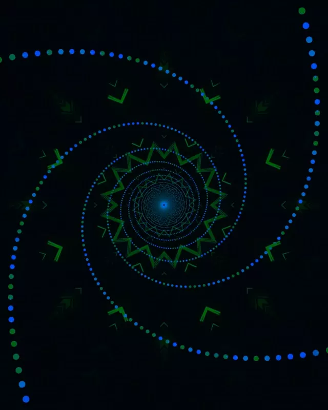 Túnel de Neón Espiral Azul Verde Salvapantallas 60fps 4:5 Instagram VJ Loop