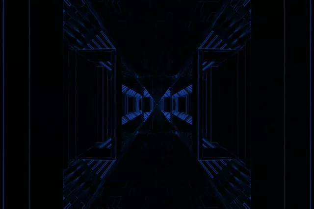 Neon Tunnel Blue Grid VJ Loop 3:2 Surface 60fps Screensaver