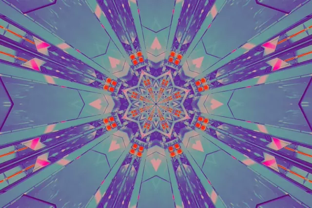 Neon Tunnel Kaleidoscope Star Burst VJ Loop 3:2 Surface 60fps Screensaver