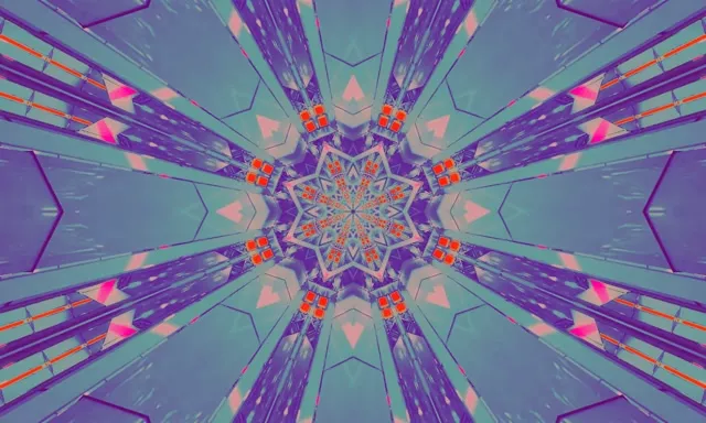 Neon Tunnel Kaleidoscope Star Burst VJ Loop 5:3 Wide 60fps Screensaver