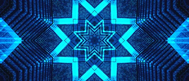 Neon tunnel blue star screensaver 21:9 ultrawide 60fps Vj loop geometric patterns windows 11