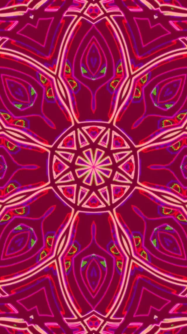 Neon Tunnel Crimson Mandala Star Vj Loop 9:16 Reels 60fps Screensaver