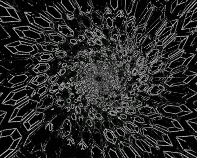 Neon Tunnel Kristal Vormen Wit 5:4 industrieel 60fps Screensaver VJ Loop