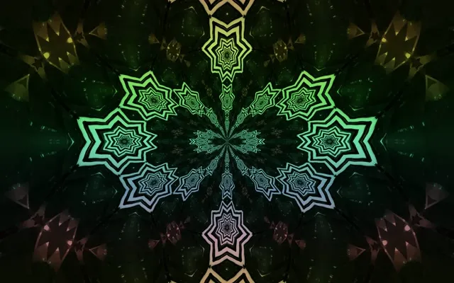 Neon Tunnel Fractal Star Mandala VJ Loop 16:10 MacBook 60fps Screensaver