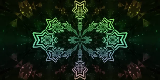 Neon Tunnel Star Kaleidoscope VJ Loop 2:1 Univisium 60fps Screensaver