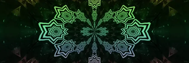 Neon Tunnel Grüner Stern Kaleidoskop VJLoop 3:1 Triple Wide 60fps Bildschirmschoner
