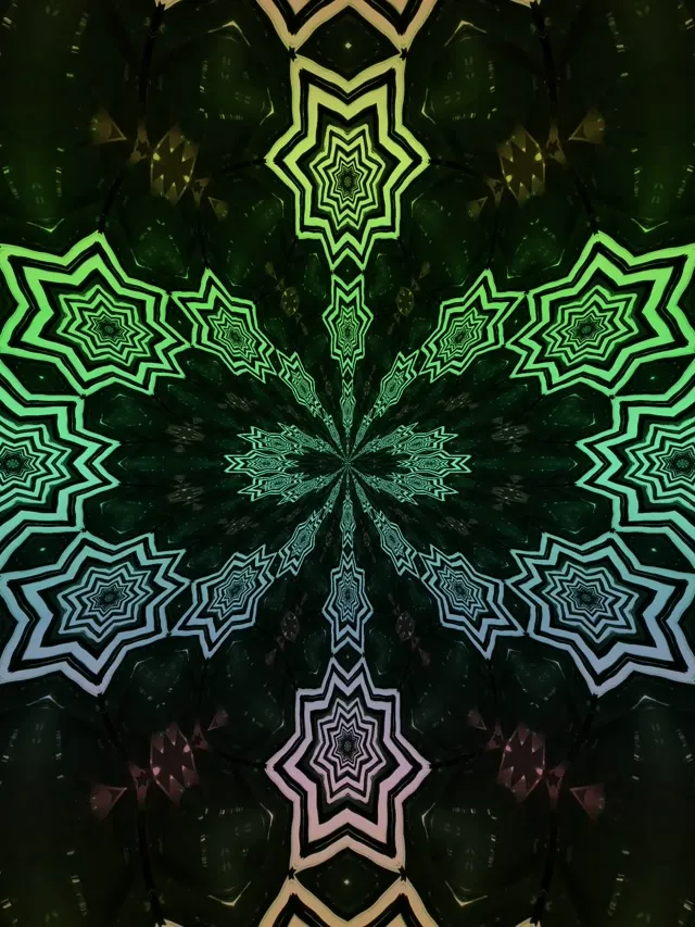 Neon Tunelio Fraktalinė Žvaigždė Mandala VJ Loop 3:4 iPad Portrait 60fps Ekrano Užsklanda