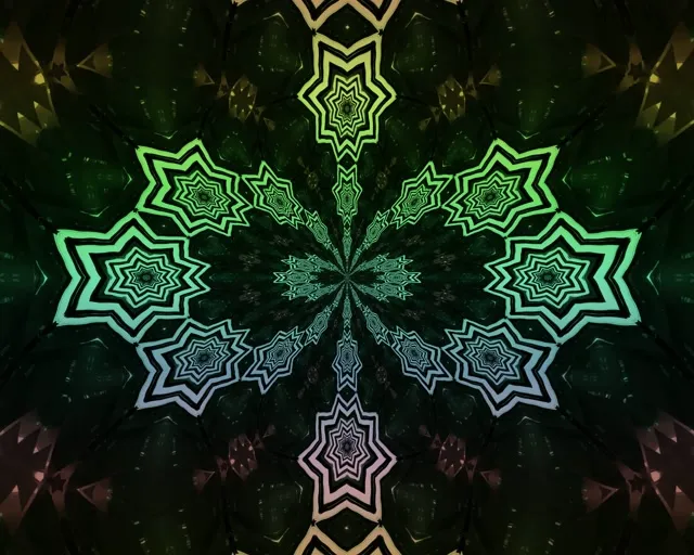 Neon Tunel Fraktální Hvězda Mandala VJ Loop 5:4 Industrial 60fps Spořič