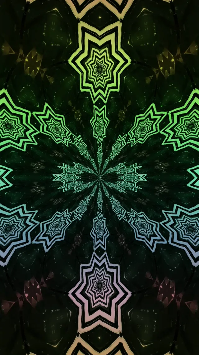 Neon Tunnel Fractal Star Vortex 9:16 Reels 60fps Screensaver Vj Loop
