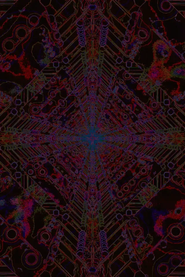 Neon Tunel Simetričen Vezje Križ 2:3 Foto Pokončno 60fps Ohranjevalnik Zaslona VJ Loop